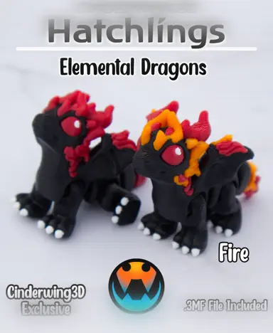 图片[2]-Cinderwing3D 元素巨龙 6款 幼龙礼包-3D合纵社-3D打印模型STL格式3mf格式免费下载！