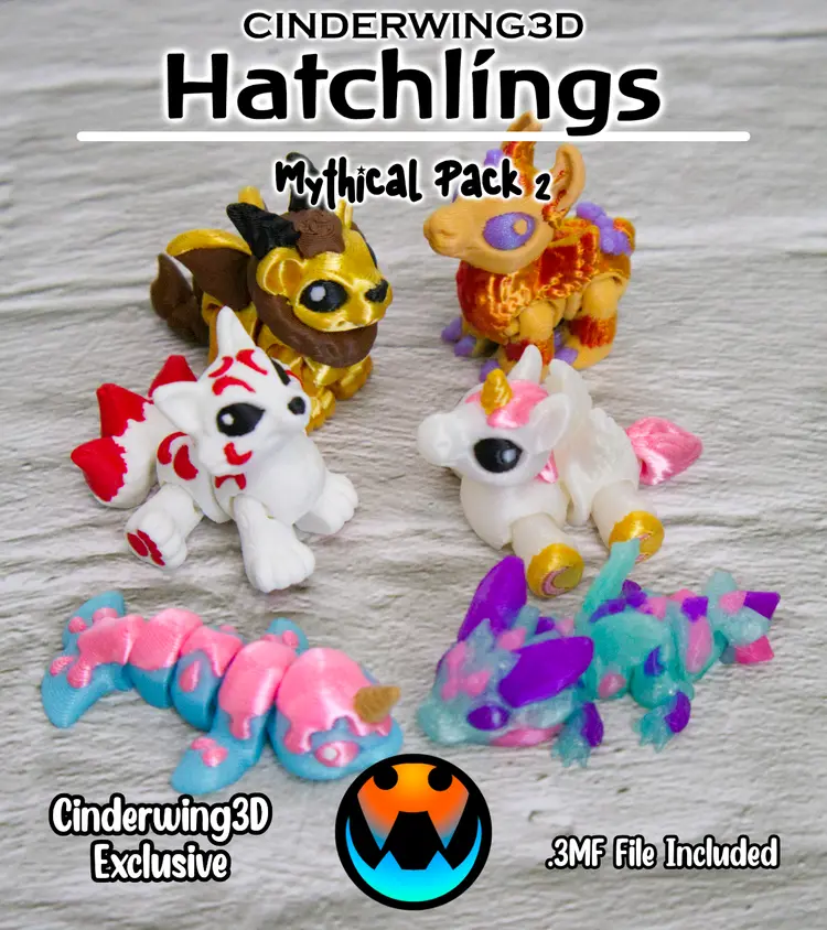 Cinderwing3D 微缩打印 6款孵化幼兽-3D合纵社-3D打印模型STL格式3mf格式免费下载！