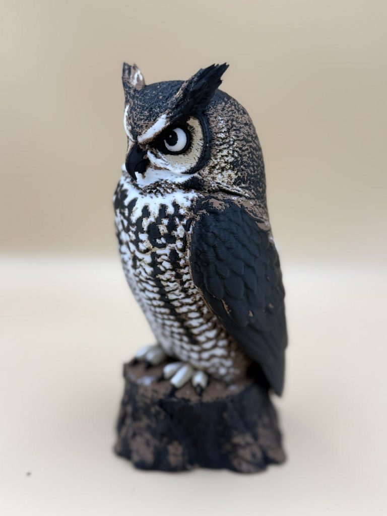 警觉的猫头鹰 上色版-3D合纵社-3D打印模型STL格式3mf格式免费下载！