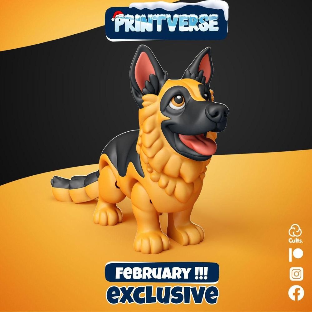Printverse 德国牧羊犬-3D合纵社-3D打印模型STL格式3mf格式免费下载！