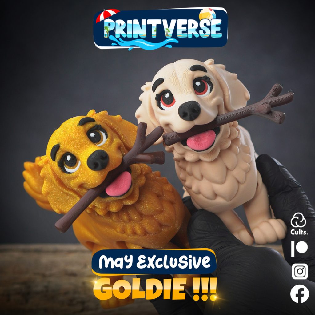 Printverse 金毛寻回犬重制版-3D合纵社-3D打印模型STL格式3mf格式免费下载！