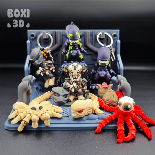 BOXI3D NO:010 《异形大战铁血战士》玩具套装-3D合纵社-3D打印模型STL格式3mf格式免费下载！