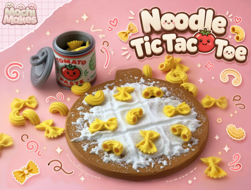 MochiMakes NO:012 番茄罐和面条井字棋-3D合纵社-3D打印模型STL格式3mf格式免费下载！
