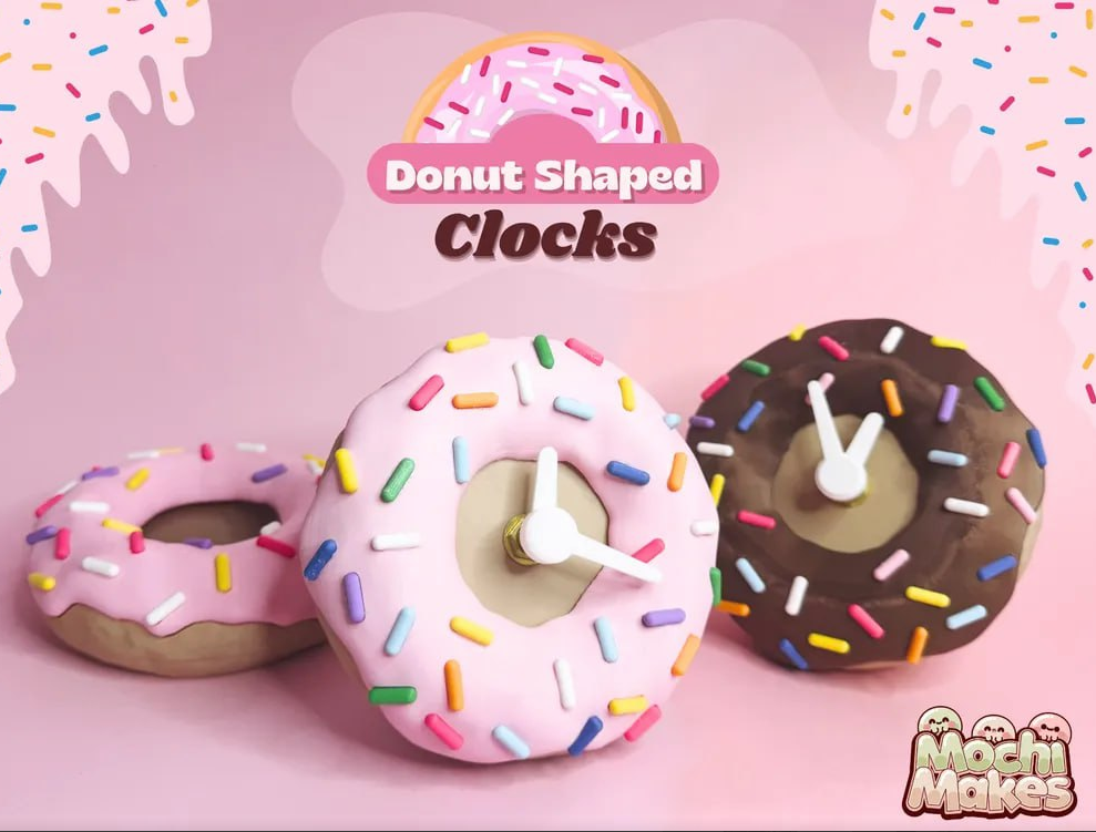 MochiMakes NO:015 甜甜圈时钟-3D合纵社-3D打印模型STL格式3mf格式免费下载！