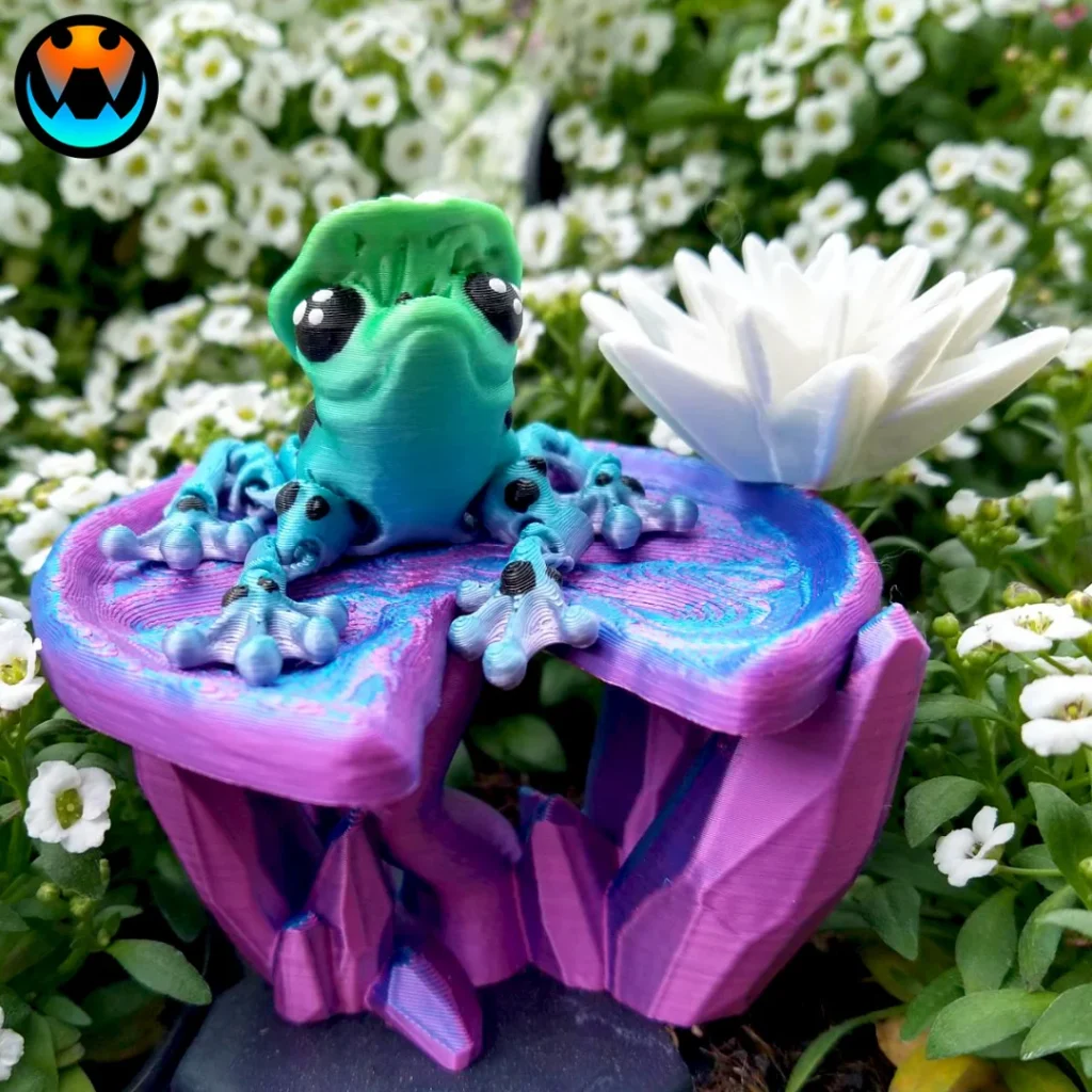 Cinderwing3D NO:031 水晶睡莲与青蛙-3D合纵社-3D打印模型STL格式3mf格式免费下载！