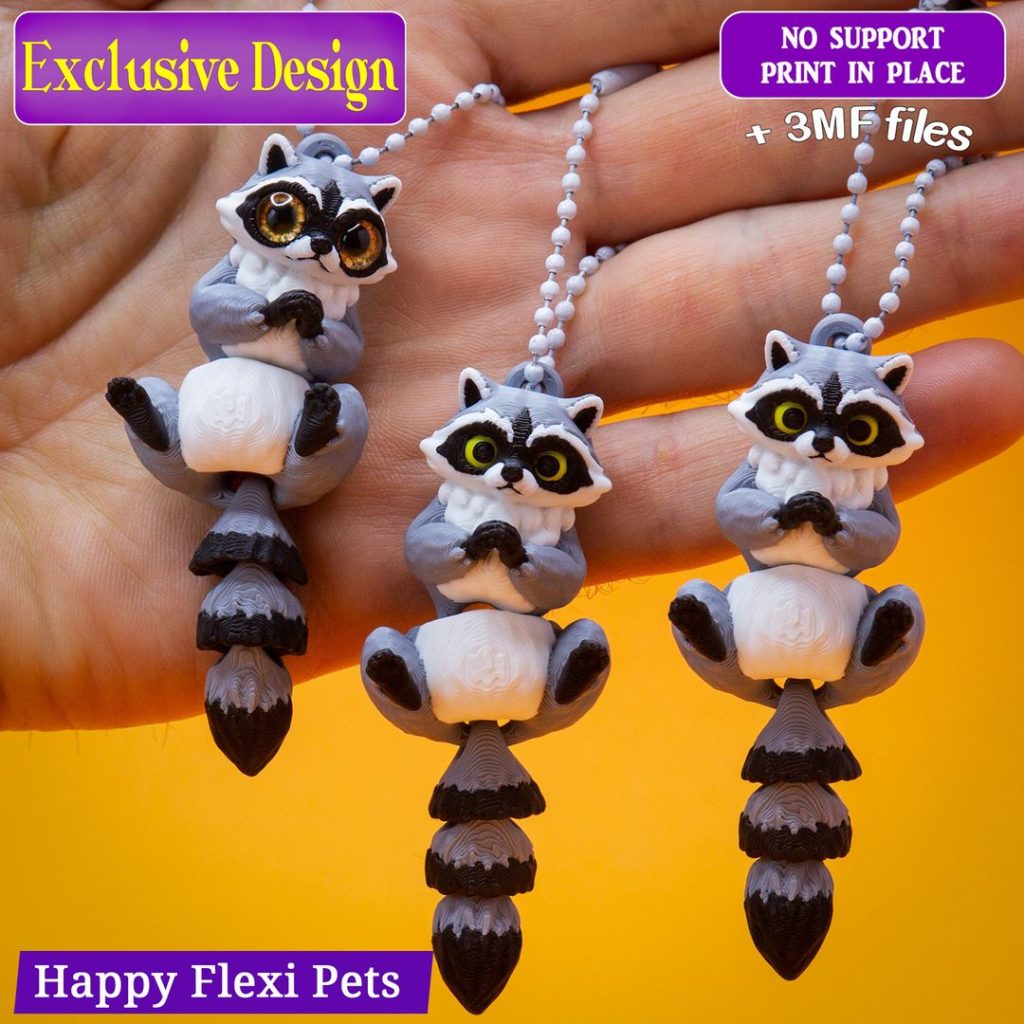 Happy Flexi Pets 浣熊-3D合纵社-3D打印模型STL格式3mf格式免费下载！