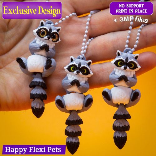 Happy Flexi Pets 浣熊-3D合纵社-3D打印模型STL格式3mf格式免费下载！