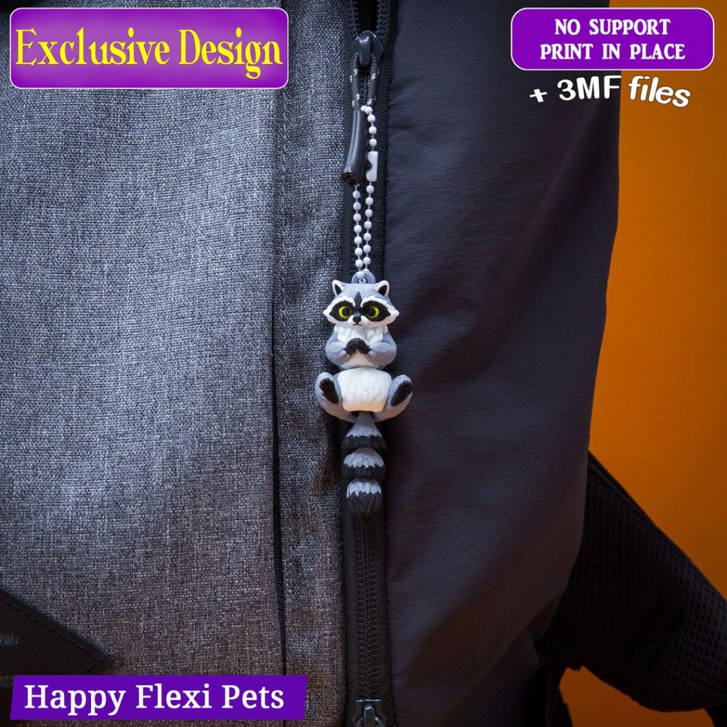 图片[3]-Happy Flexi Pets 浣熊-3D合纵社-3D打印模型STL格式3mf格式免费下载！
