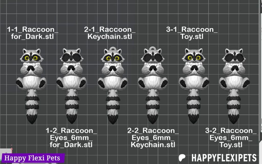 图片[2]-Happy Flexi Pets 浣熊-3D合纵社-3D打印模型STL格式3mf格式免费下载！