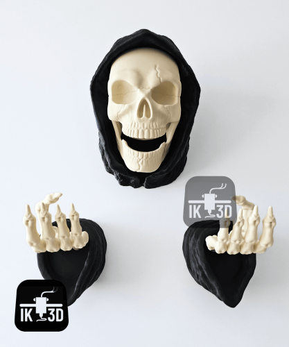 壁挂式死神造型手柄与耳机支架-3D合纵社-3D打印模型STL格式3mf格式免费下载！