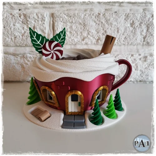 圣诞小镇-巧克力杯子精灵小屋-3D合纵社-3D打印模型STL格式3mf格式免费下载！