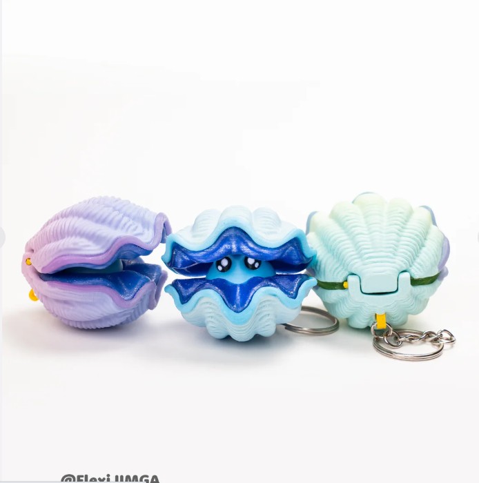 蛤蜊造型指尖按压挂件-3D合纵社-3D打印模型STL格式3mf格式免费下载！