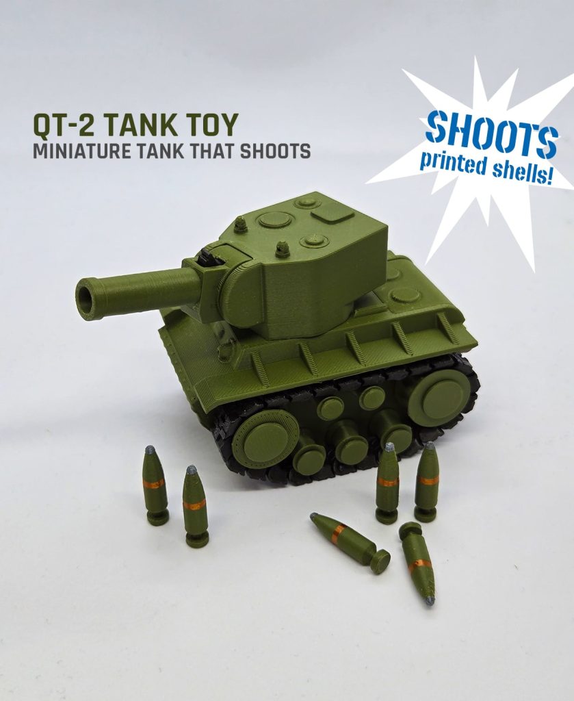 QT-2 坦克玩具 能发射炮弹的迷你坦克-3D合纵社-3D打印模型STL格式3mf格式免费下载！