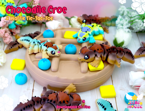 StarMouse3D 巧克力鳄鱼软糖与华夫饼井字棋-3D合纵社-3D打印模型STL格式3mf格式免费下载！