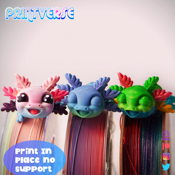 Printverse 可爱幼年美西螈-3D合纵社-3D打印模型STL格式3mf格式免费下载！