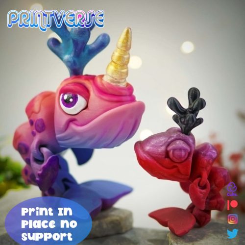 Printverse 独角鲸与幼年独角鲸-3D合纵社-3D打印模型STL格式3mf格式免费下载！