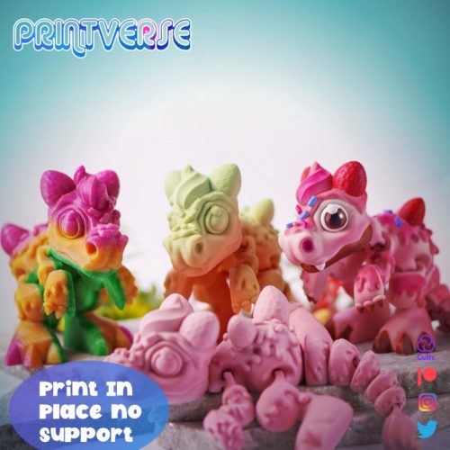 Printverse 可爱杯子蛋糕幼龙-3D合纵社-3D打印模型STL格式3mf格式免费下载！