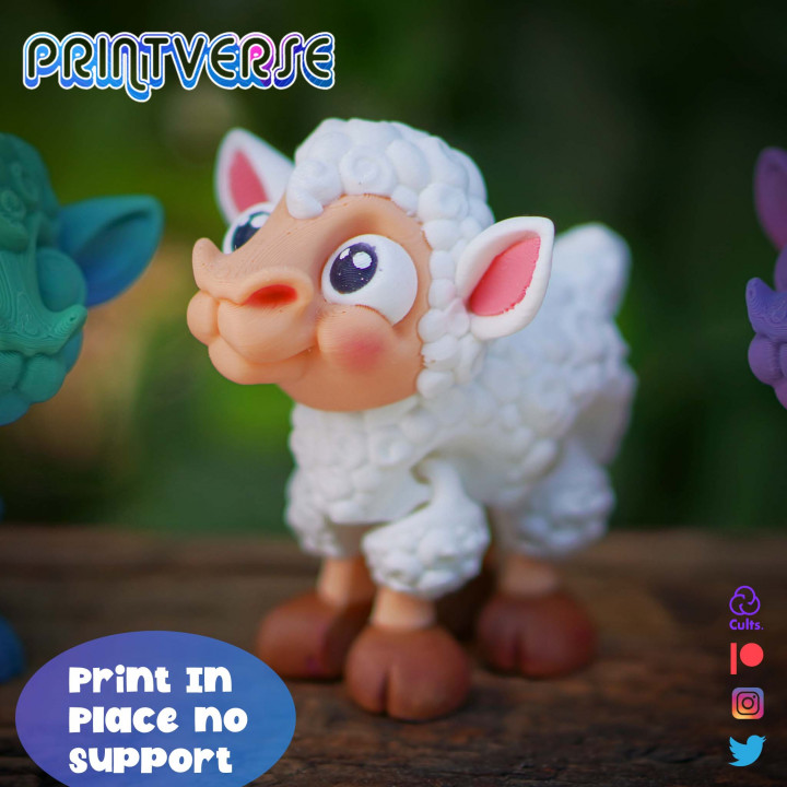 Printverse 可爱小羊-3D合纵社-3D打印模型STL格式3mf格式免费下载！