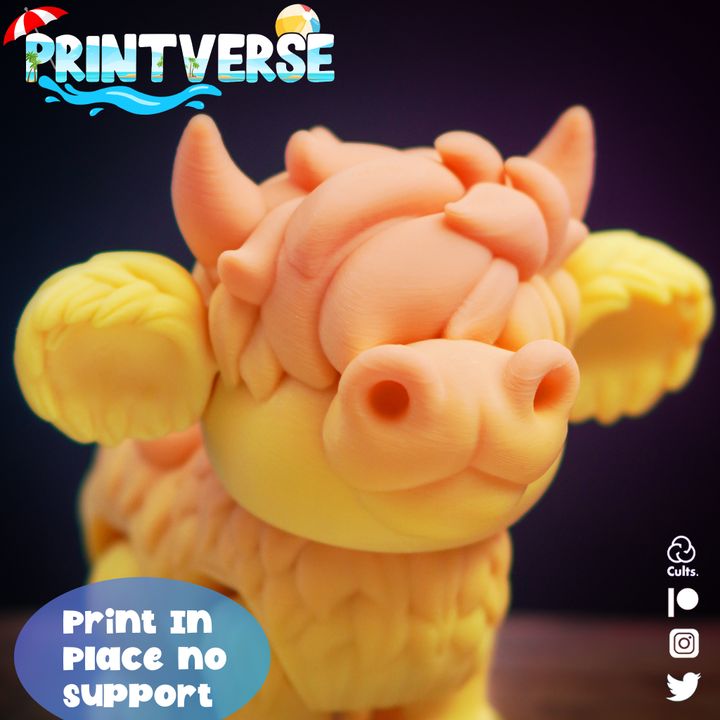 图片[2]-Printverse  Flexy Cow 高地牛-3D合纵社-3D打印模型STL格式3mf格式免费下载！
