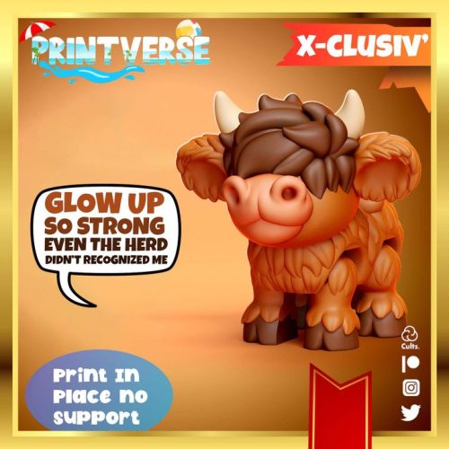Printverse  Flexy Cow 高地牛-3D合纵社-3D打印模型STL格式3mf格式免费下载！