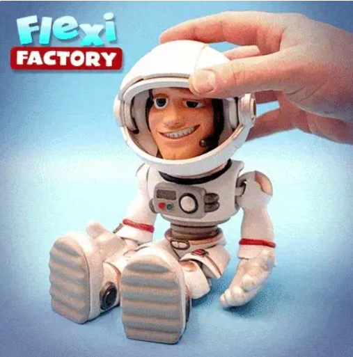 FlexiFactory 无需组装（一体打印）的宇航员模型-3D合纵社-3D打印模型STL格式3mf格式免费下载！