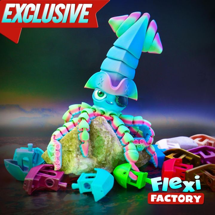 Flexi Factory 海盗鱿鱼-3D合纵社-3D打印模型STL格式3mf格式免费下载！