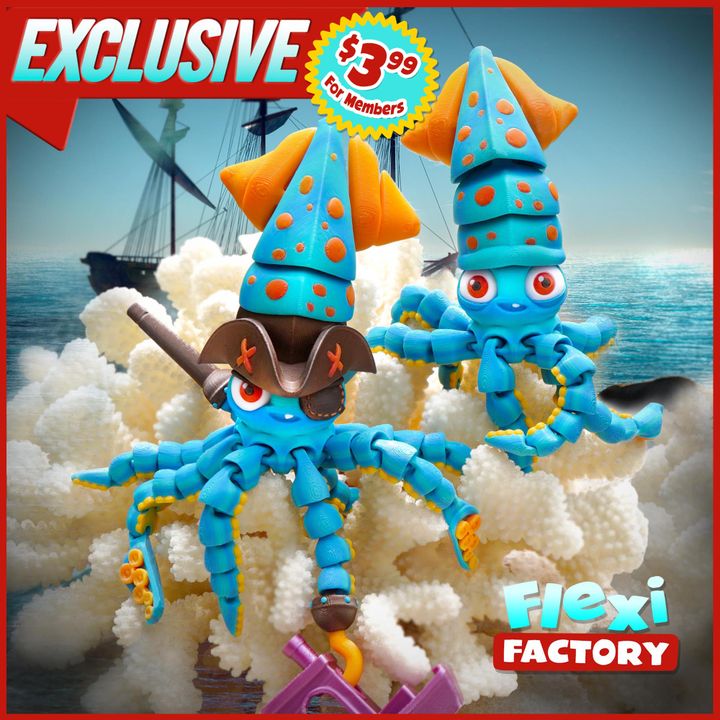 图片[3]-Flexi Factory 海盗鱿鱼-3D合纵社-3D打印模型STL格式3mf格式免费下载！