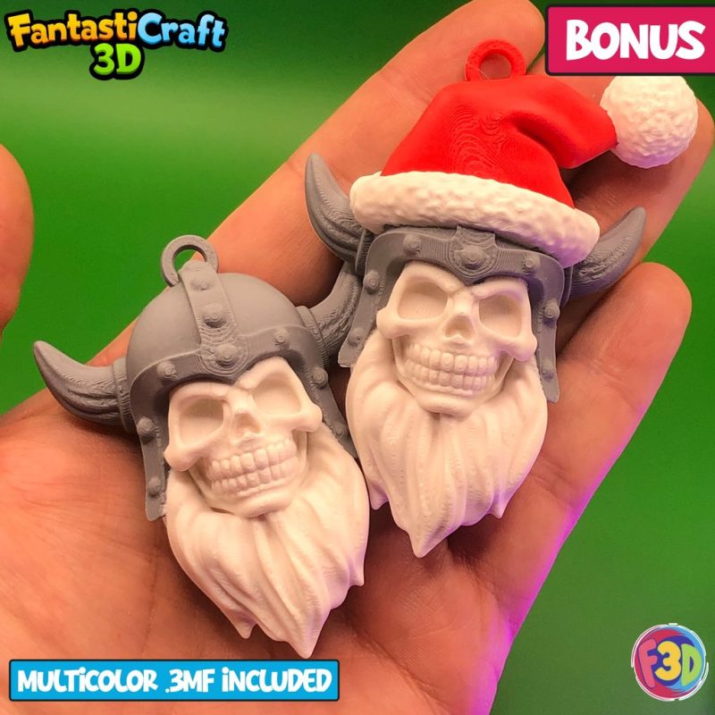 骷髅头和圣诞骷髅头钥匙扣-3D合纵社-3D打印模型STL格式3mf格式免费下载！