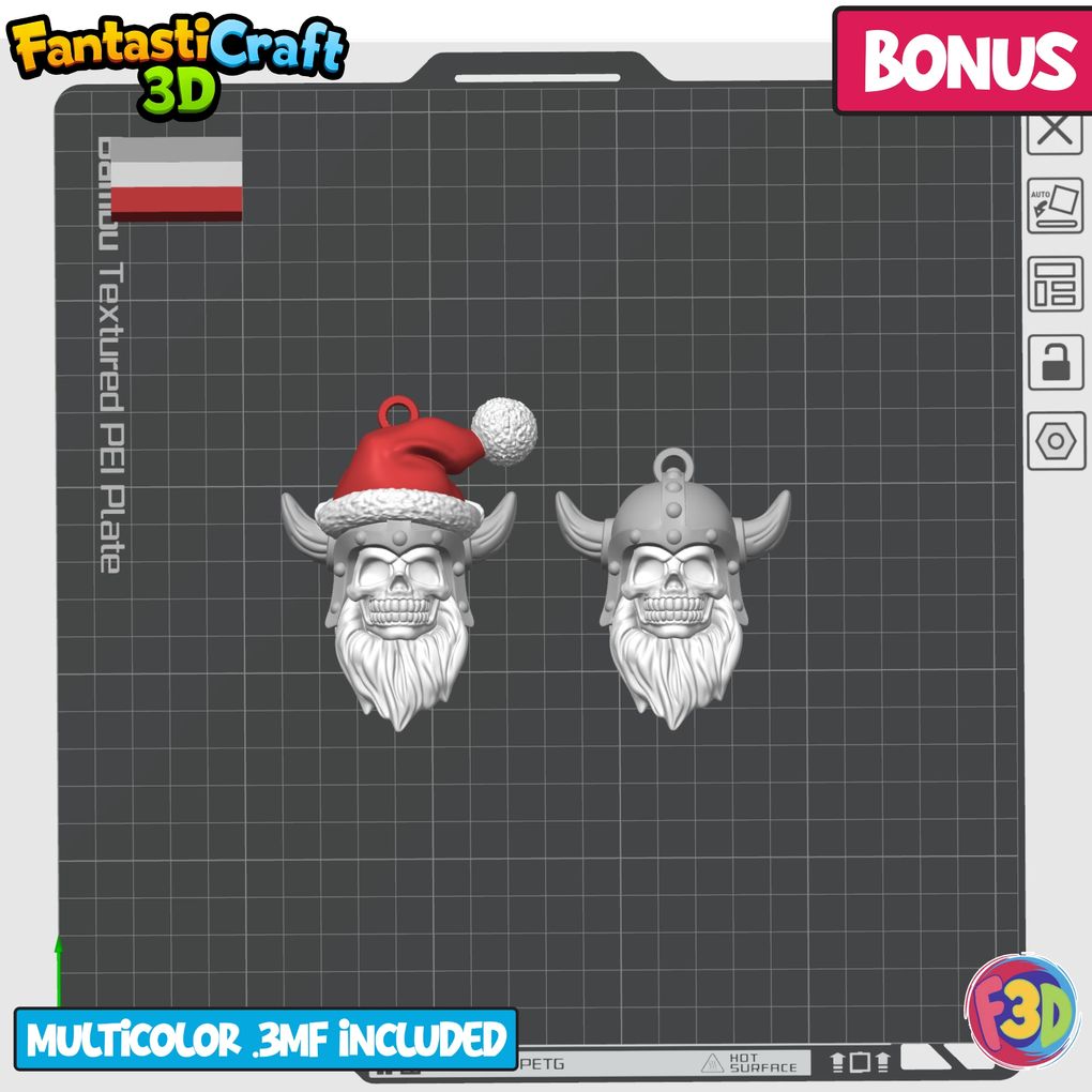 图片[3]-骷髅头和圣诞骷髅头钥匙扣-3D合纵社-3D打印模型STL格式3mf格式免费下载！
