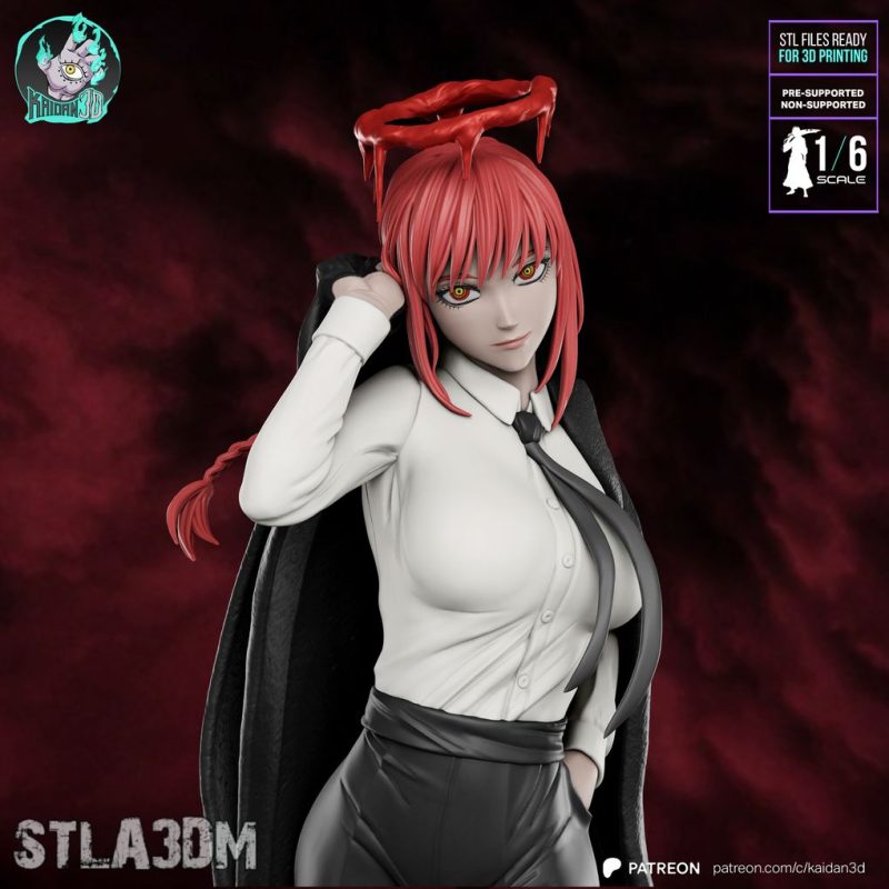 玛奇玛Makima站姿《链锯人》动漫角色雕刻手办3D打印模型-3D合纵社-3D打印模型STL格式3mf格式免费下载！