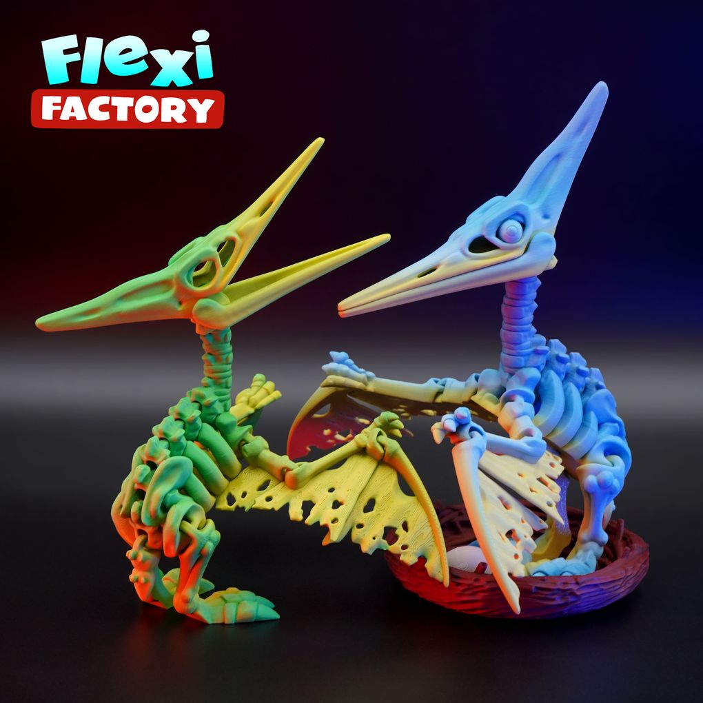 翼龙骨架 Flexi Factory Skeleton Pteranodon-3D合纵社-3D打印模型STL格式3mf格式免费下载！