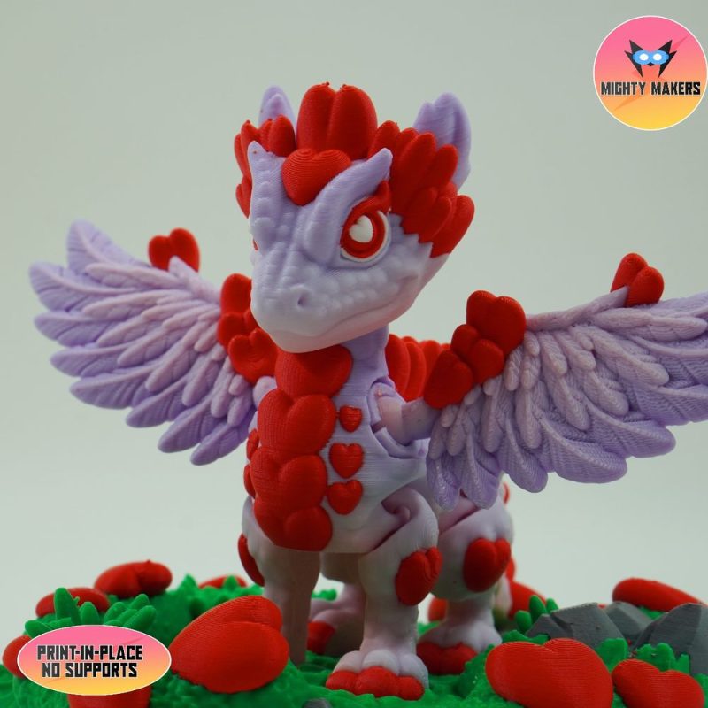 爱心龙 MightyMakers- Flexi Valentine Dragon @Print3DWorld-3D合纵社-3D打印模型STL格式3mf格式免费下载！