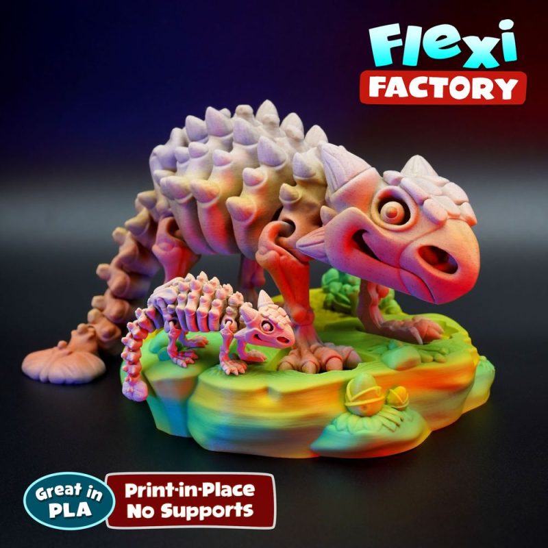 骨架甲龙 Flexi Factory Skeleton Ankylosaurus-3D合纵社-3D打印模型STL格式3mf格式免费下载！