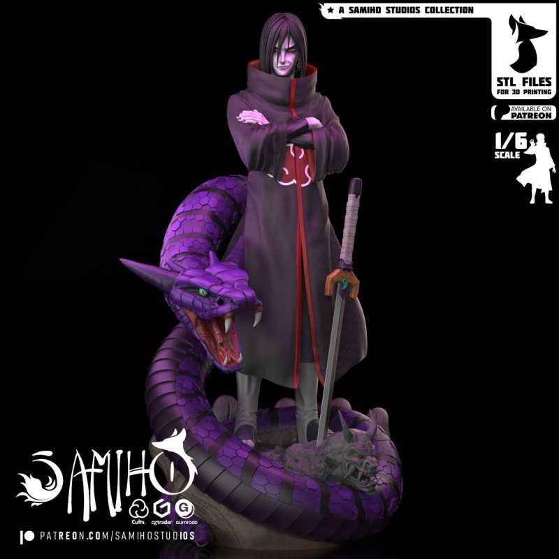 【火影忍者】大蛇丸Samiho Studios Naruto Orochimaru-3D合纵社-3D打印模型STL格式3mf格式免费下载！