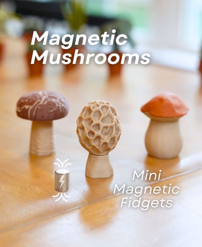 小蘑菇 Magnetic_Mushrooms_Fidget_Toy_with_Magnetics-3D合纵社-3D打印模型STL格式3mf格式免费下载！