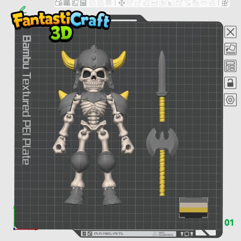 骷髅战士(单色)singlecolor-3D合纵社-3D打印模型STL格式3mf格式免费下载！