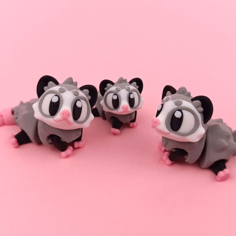 负鼠 Flexi Opossum Print-in-place-3D合纵社-3D打印模型STL格式3mf格式免费下载！
