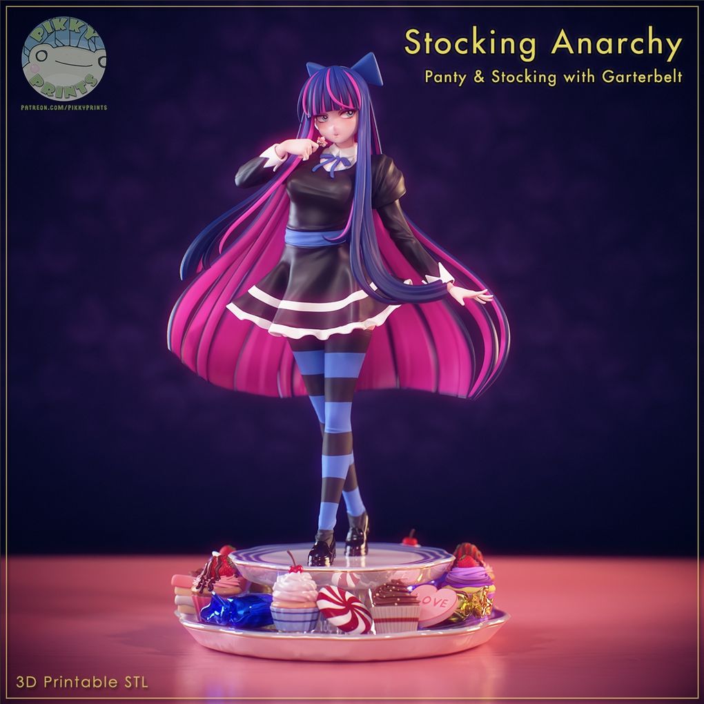 【吊带袜天使】史朵巾 Pikky Prints – Panty & Stocking – Stocking Anarchy-3D合纵社-3D打印模型STL格式3mf格式免费下载！