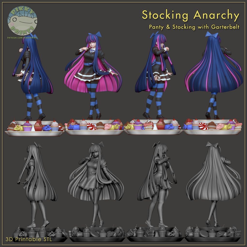 图片[2]-【吊带袜天使】史朵巾 Pikky Prints – Panty & Stocking – Stocking Anarchy-3D合纵社-3D打印模型STL格式3mf格式免费下载！