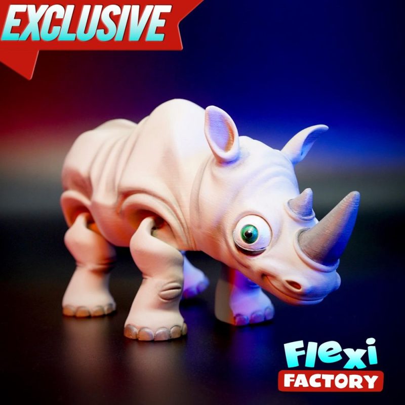 犀牛 Flexi Factory Rhino Ring Toss-3D合纵社-3D打印模型STL格式3mf格式免费下载！