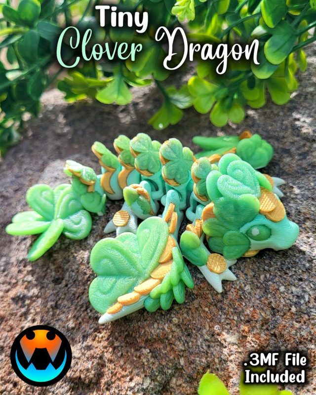 三叶草龙 Cinderwing3D Tiny Clover Dragon-3D合纵社-3D打印模型STL格式3mf格式免费下载！