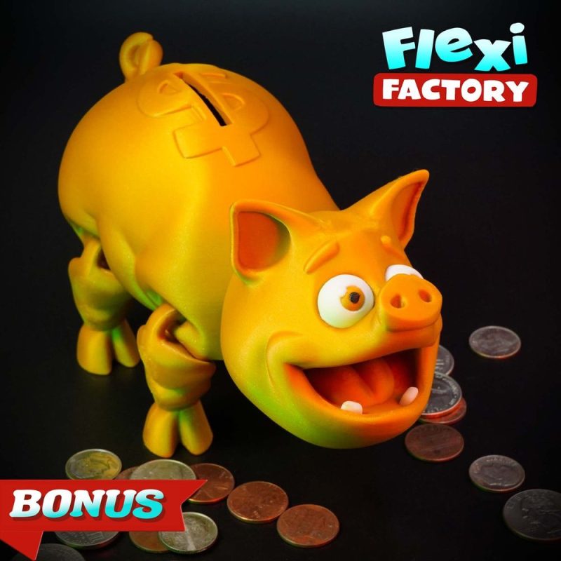 小猪存钱罐 Flexi_Factory_Piggy_bank_allfiles-3D合纵社-3D打印模型STL格式3mf格式免费下载！
