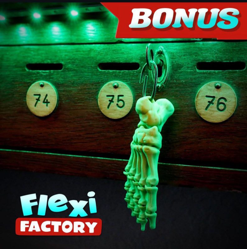 骨架手+骨架脚 钥匙链 FLEXI FACTORY BONUS-3D合纵社-3D打印模型STL格式3mf格式免费下载!