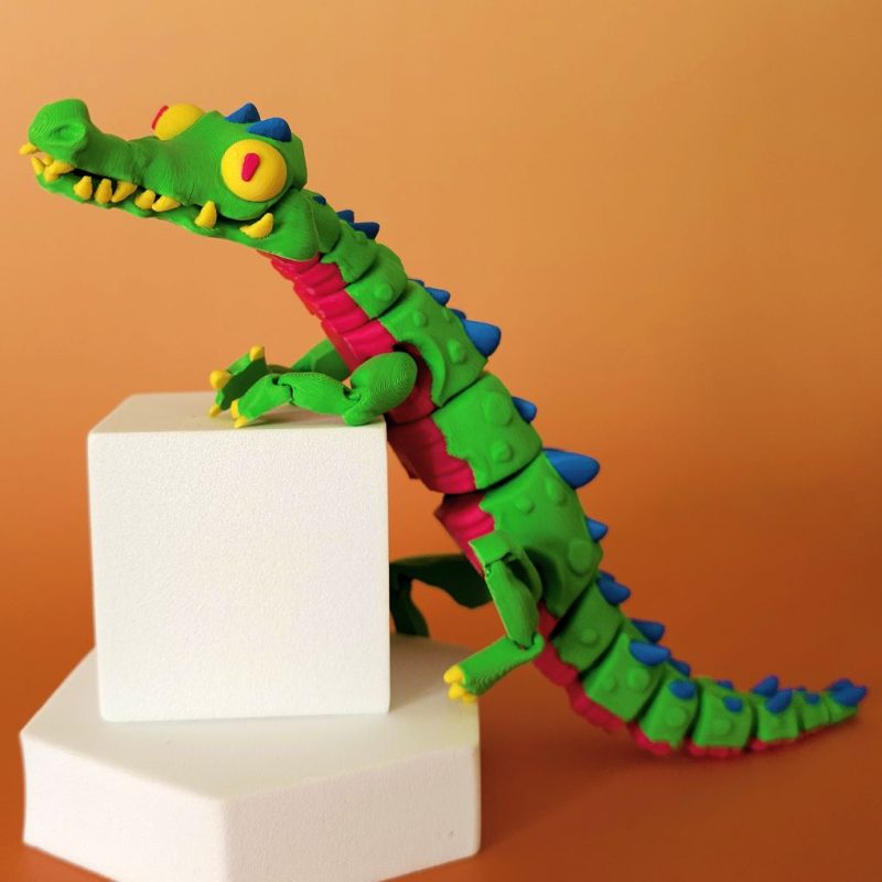 【恐怖系列】56.扭曲鳄鱼 Articulated Crocodile-3D合纵社-3D打印模型STL格式3mf格式免费下载！