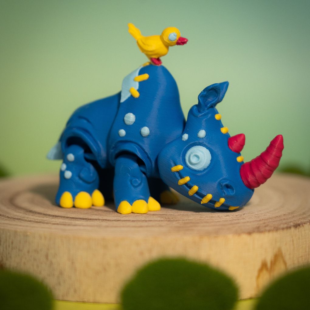 图片[2]-【恐怖系列】52.扭曲犀牛 Articulated Rhino Color-3D合纵社-3D打印模型STL格式3mf格式免费下载！