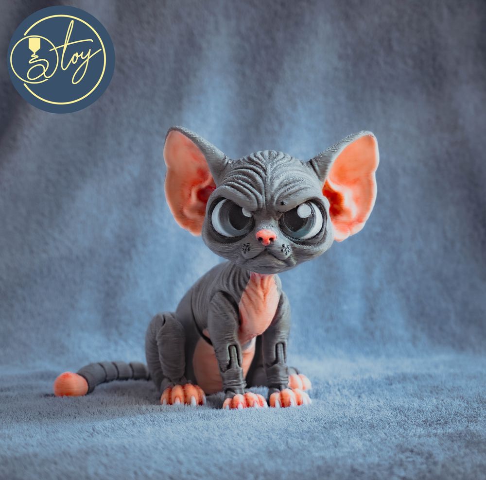 无毛猫 Larry The Sphynx-3D合纵社-3D打印模型STL格式3mf格式免费下载！