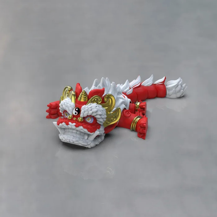 中国舞狮chinese-lion-flexi-articulated-3D合纵社-3D打印模型STL格式3mf格式免费下载！