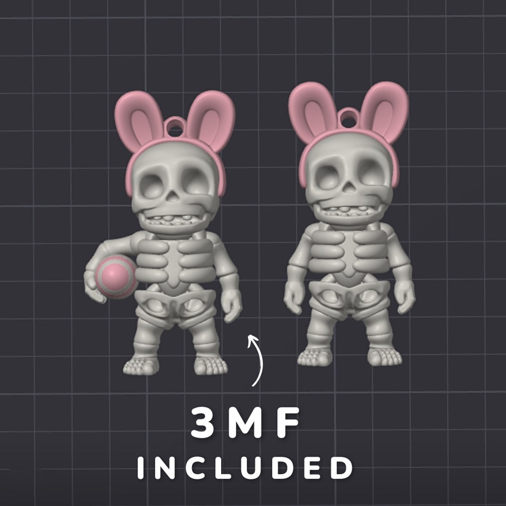 兔耳朵骷髅人-3D合纵社-3D打印模型STL格式3mf格式免费下载！