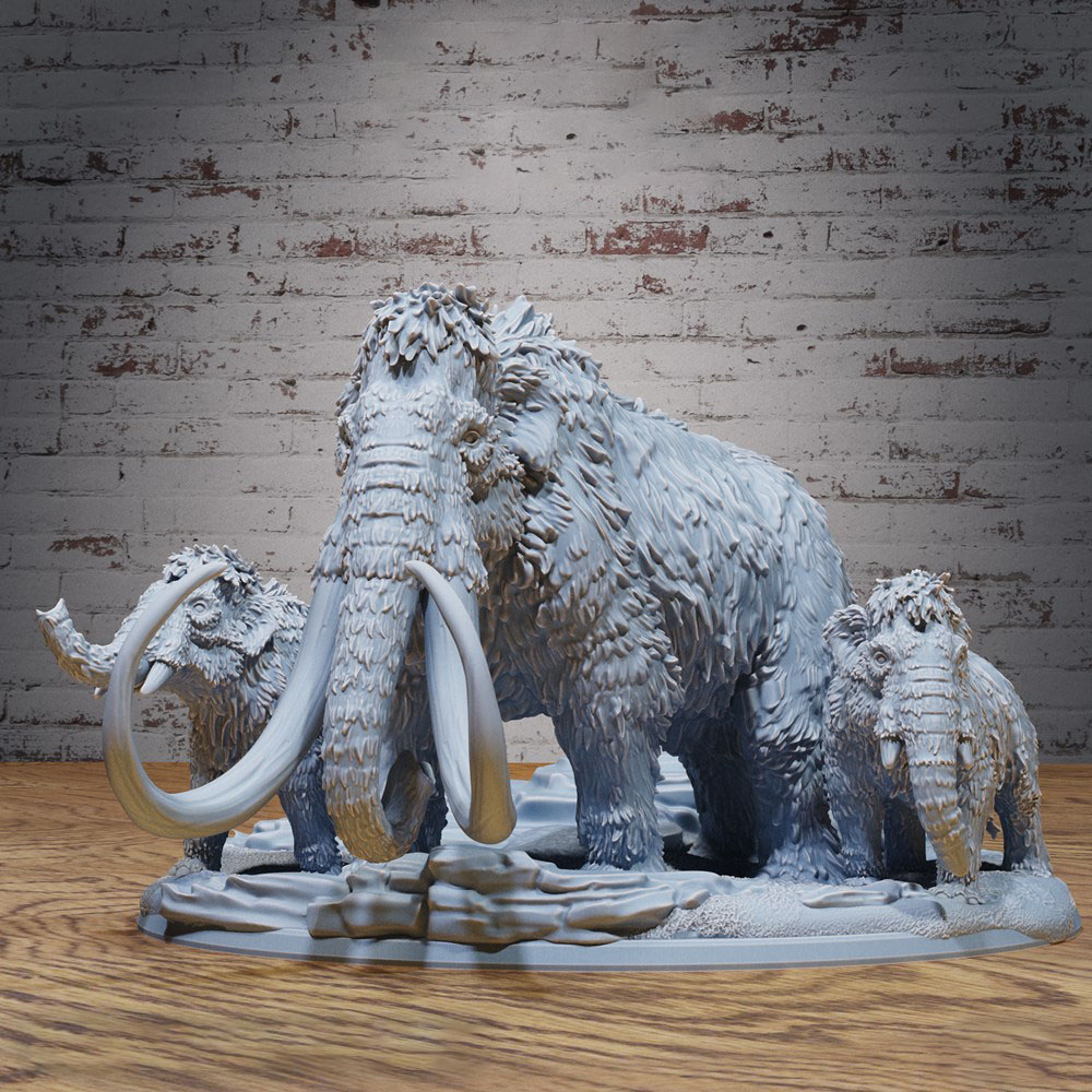 猛犸象 Mammoth Family (Huge) Base-3D合纵社-3D打印模型STL格式3mf格式免费下载！