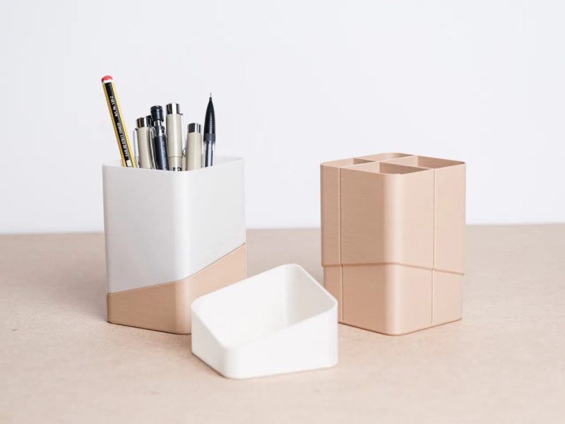 四个 斜装 笔筒-3D合纵社-3D打印模型STL格式3mf格式免费下载！